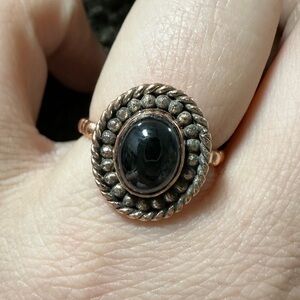 Natural Black Onyx Stone Decorative Copper Band size 6.5
